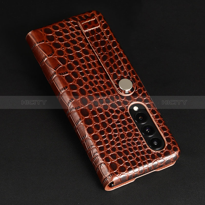 Luxury Leather Matte Finish and Plastic Back Cover Case T03 for Samsung Galaxy Z Fold4 5G