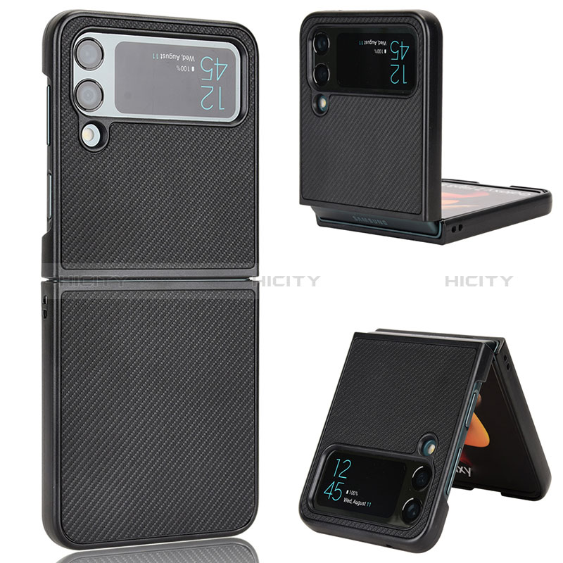 Luxury Leather Matte Finish and Plastic Back Cover Case T04 for Samsung Galaxy Z Flip4 5G
