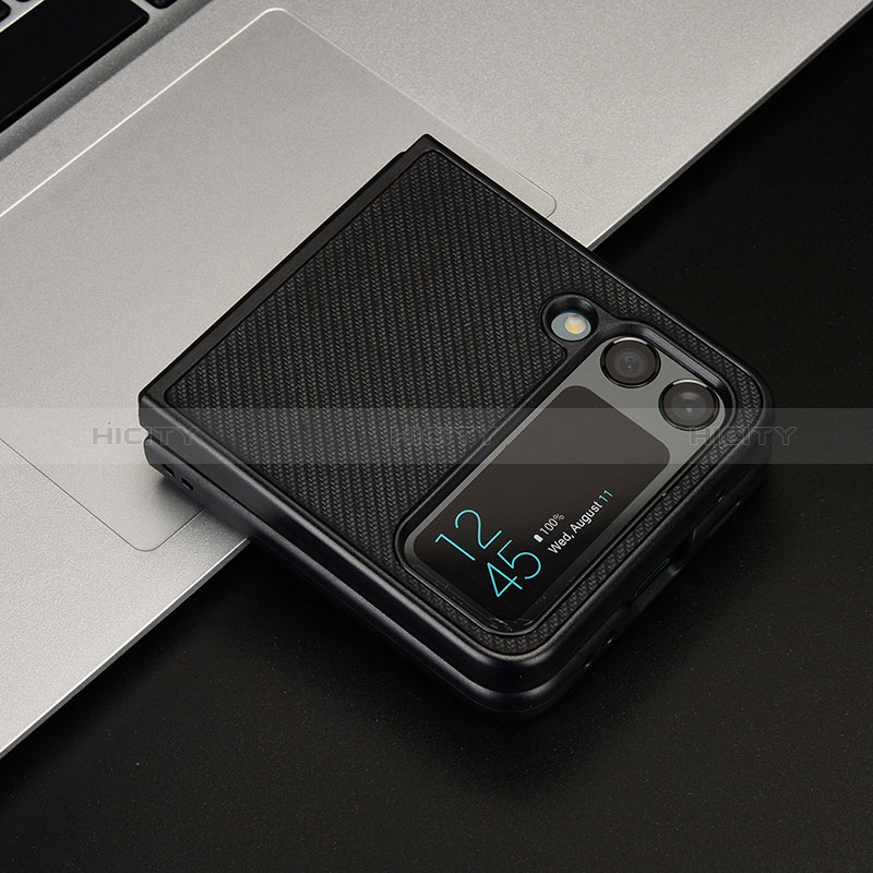Luxury Leather Matte Finish and Plastic Back Cover Case T04 for Samsung Galaxy Z Flip4 5G
