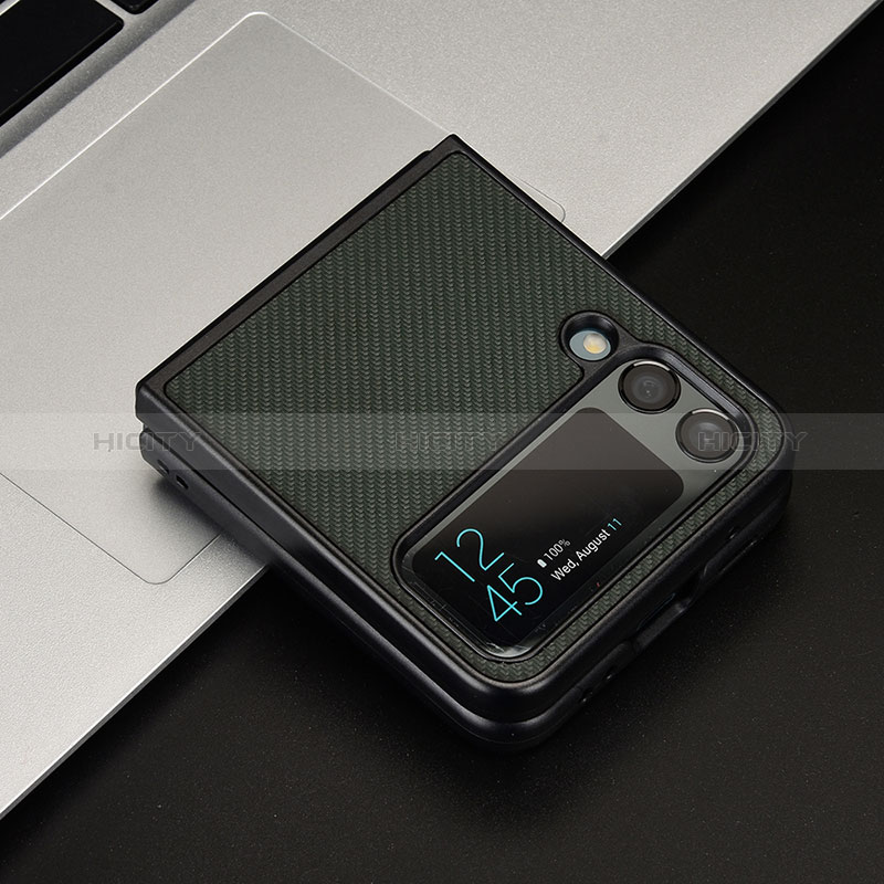 Luxury Leather Matte Finish and Plastic Back Cover Case T04 for Samsung Galaxy Z Flip4 5G