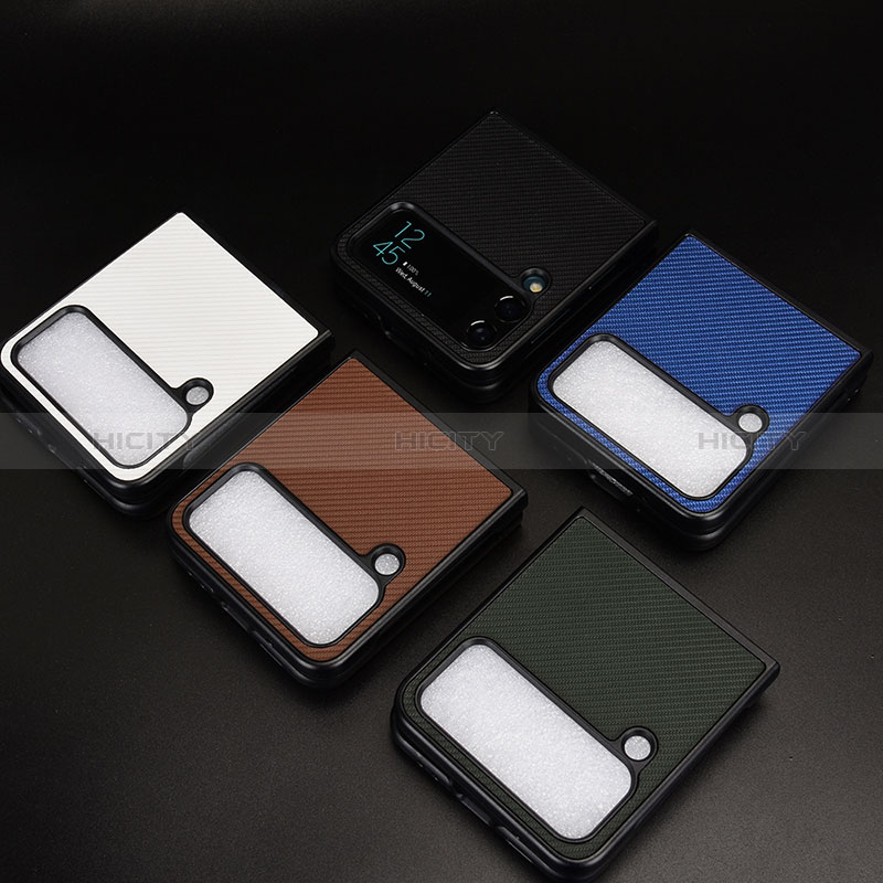 Luxury Leather Matte Finish and Plastic Back Cover Case T04 for Samsung Galaxy Z Flip4 5G