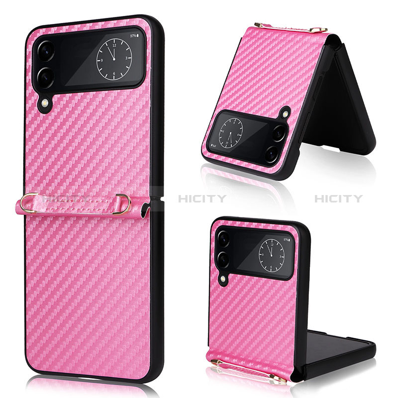 Luxury Leather Matte Finish and Plastic Back Cover Case T05 for Samsung Galaxy Z Flip4 5G