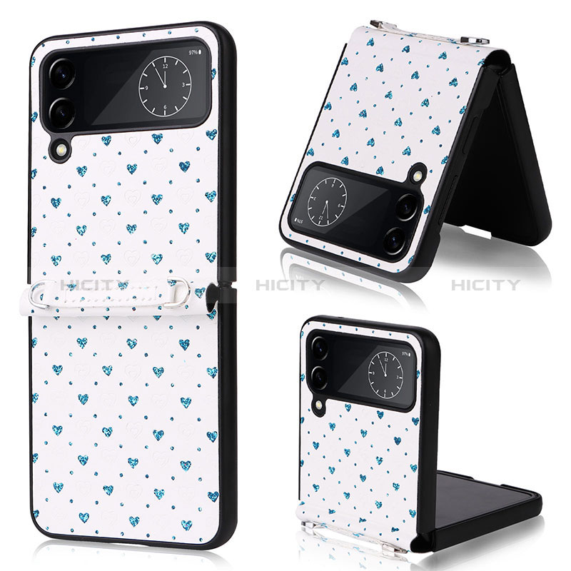 Luxury Leather Matte Finish and Plastic Back Cover Case T06 for Samsung Galaxy Z Flip4 5G