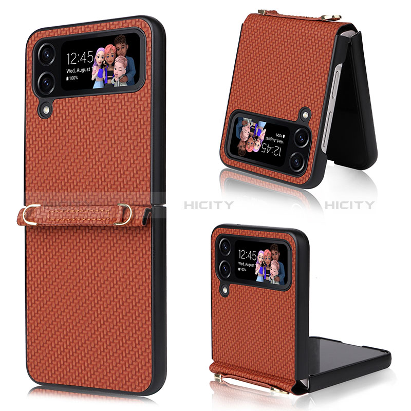 Luxury Leather Matte Finish and Plastic Back Cover Case T07 for Samsung Galaxy Z Flip4 5G