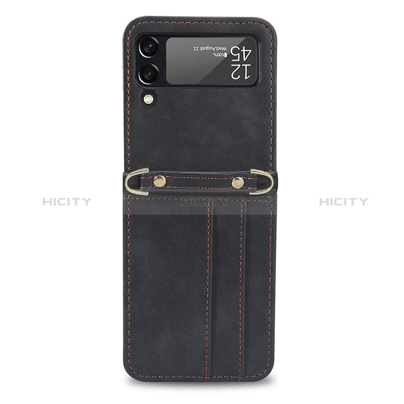 Luxury Leather Matte Finish and Plastic Back Cover Case T08 for Samsung Galaxy Z Flip4 5G