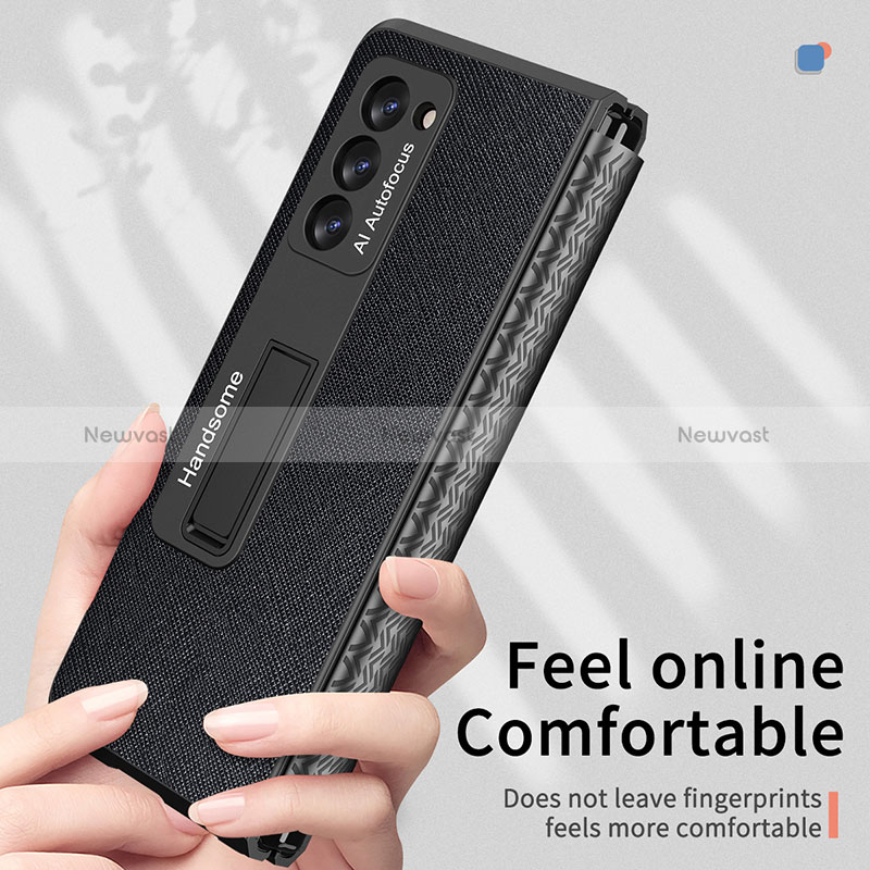 Luxury Leather Matte Finish and Plastic Back Cover Case Z03 for Samsung Galaxy Z Fold2 5G