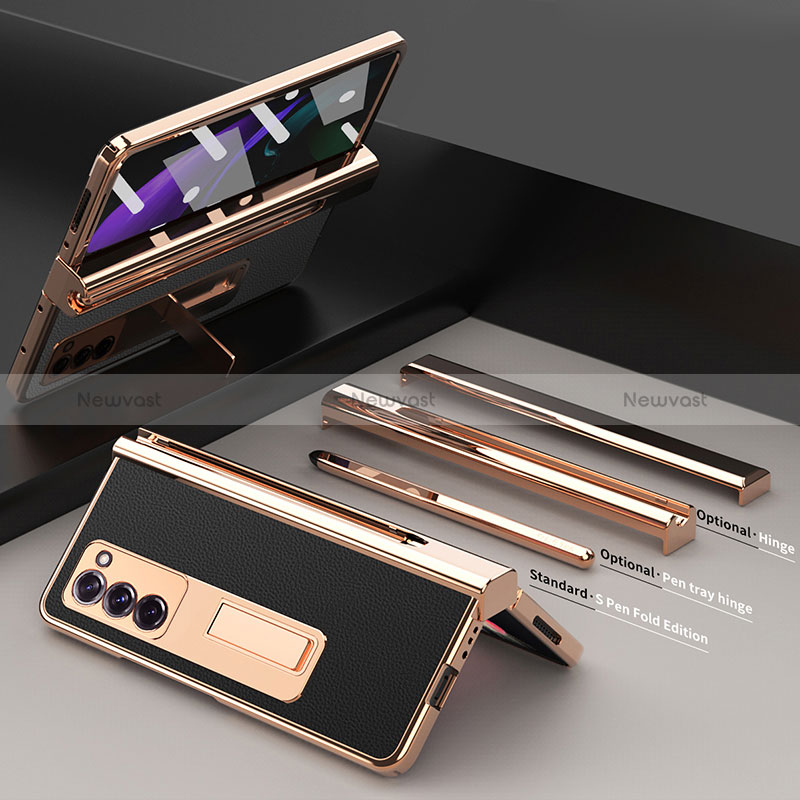Luxury Leather Matte Finish and Plastic Back Cover Case Z05 for Samsung Galaxy Z Fold2 5G