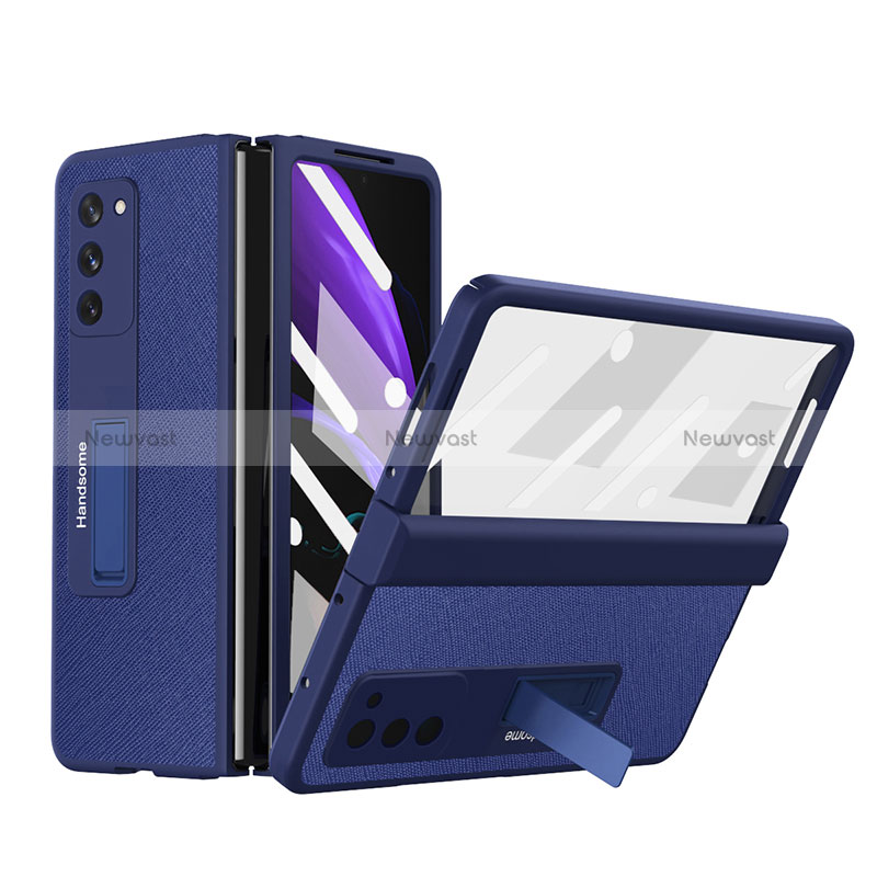 Luxury Leather Matte Finish and Plastic Back Cover Case Z06 for Samsung Galaxy Z Fold2 5G