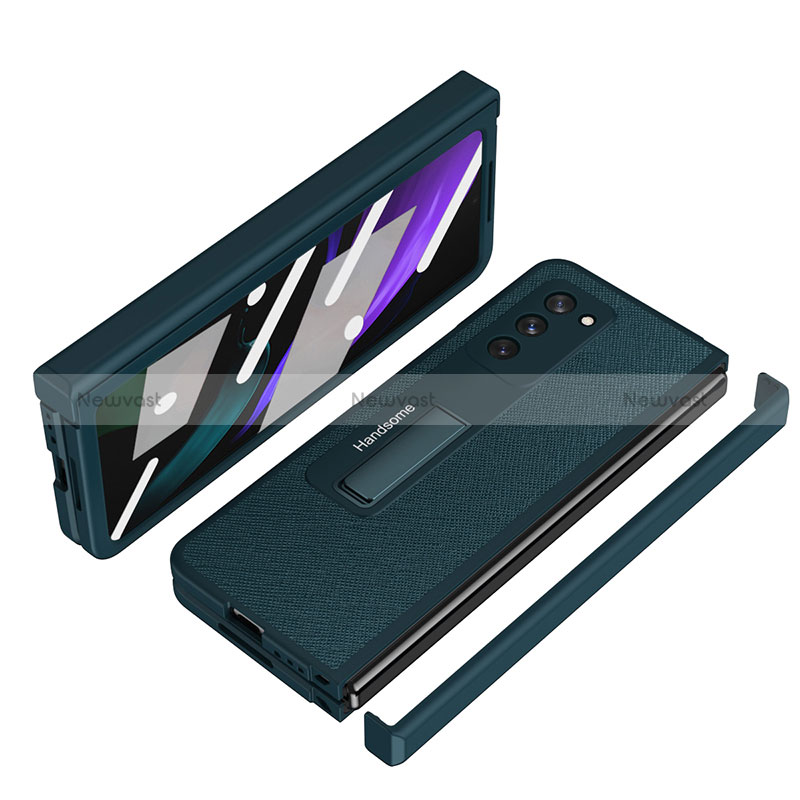 Luxury Leather Matte Finish and Plastic Back Cover Case Z07 for Samsung Galaxy Z Fold2 5G