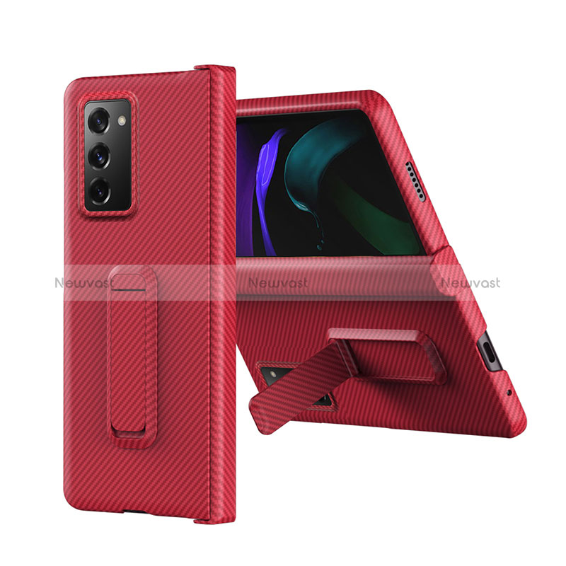 Luxury Leather Matte Finish and Plastic Back Cover Case Z08 for Samsung Galaxy Z Fold2 5G