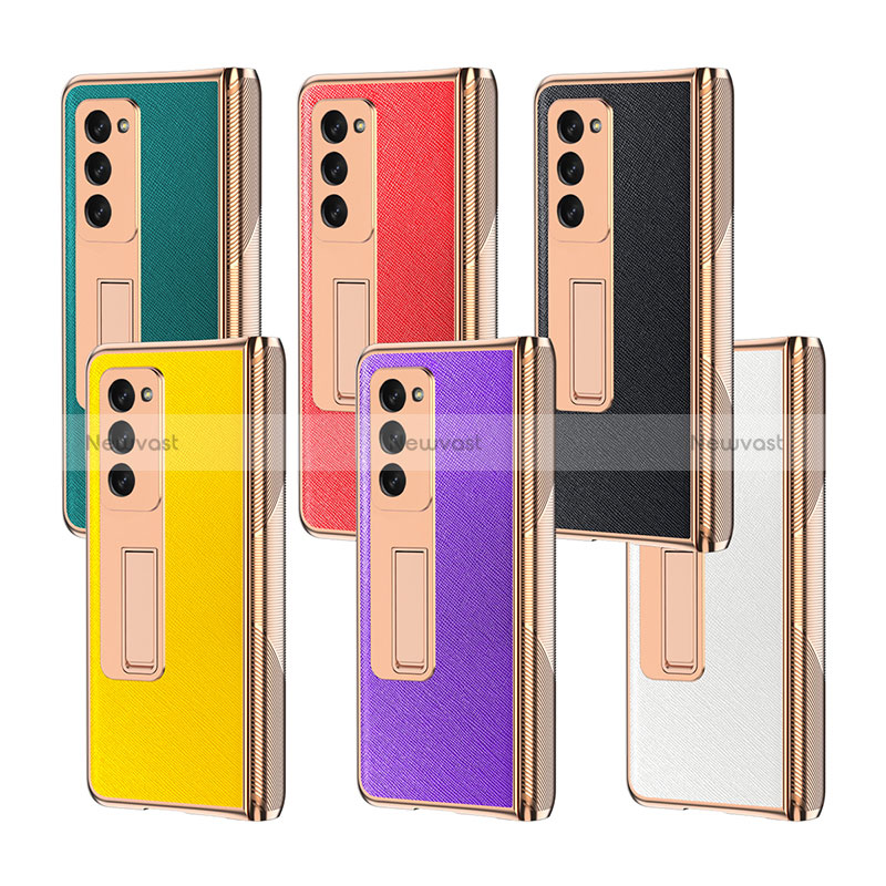 Luxury Leather Matte Finish and Plastic Back Cover Case Z09 for Samsung Galaxy Z Fold2 5G