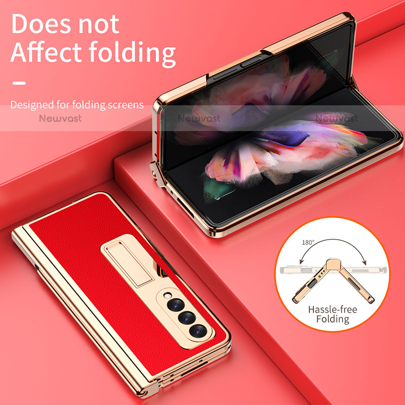 Luxury Leather Matte Finish and Plastic Back Cover Case ZL1 for Samsung Galaxy Z Fold3 5G