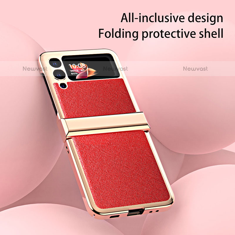 Luxury Leather Matte Finish and Plastic Back Cover Case ZL3 for Samsung Galaxy Z Flip3 5G