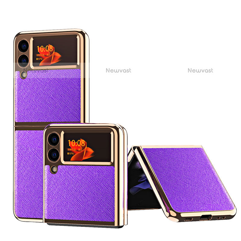 Luxury Leather Matte Finish and Plastic Back Cover Case ZL4 for Samsung Galaxy Z Flip3 5G