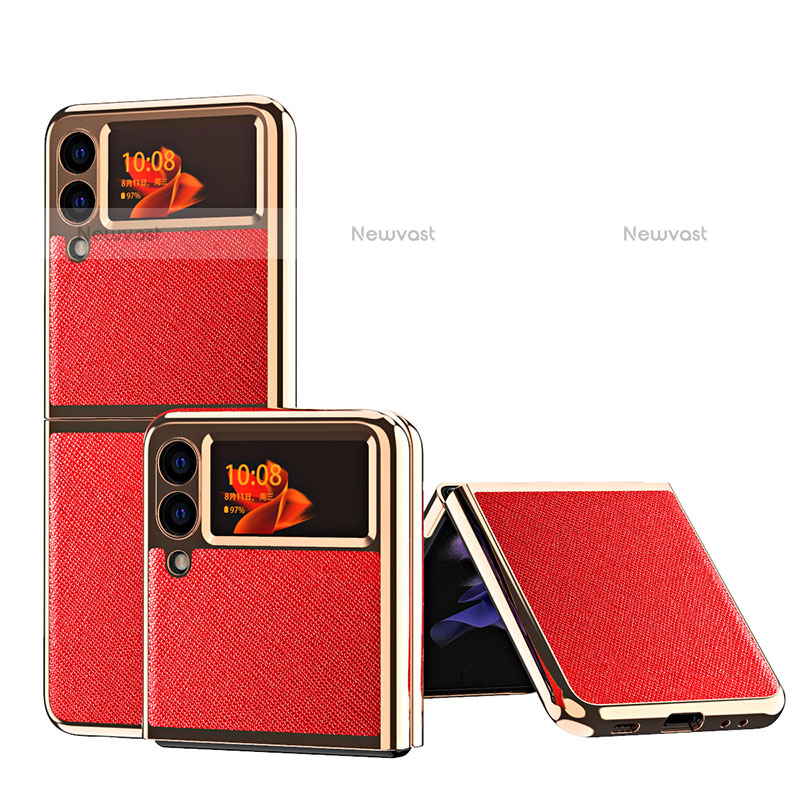 Luxury Leather Matte Finish and Plastic Back Cover Case ZL4 for Samsung Galaxy Z Flip3 5G