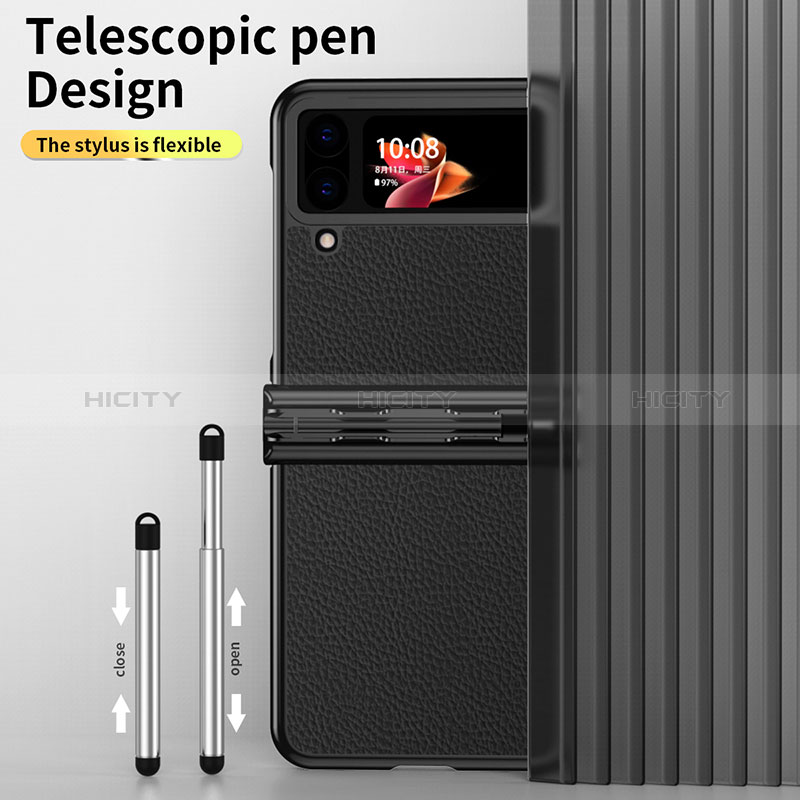 Luxury Leather Matte Finish and Plastic Back Cover Case ZL4 for Samsung Galaxy Z Flip4 5G