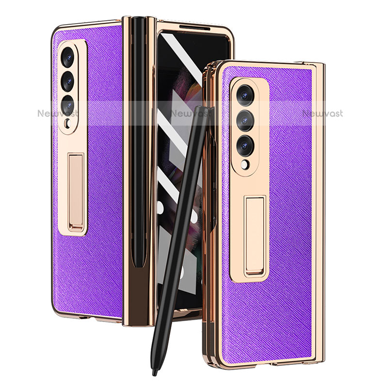 Luxury Leather Matte Finish and Plastic Back Cover Case ZL5 for Samsung Galaxy Z Fold3 5G