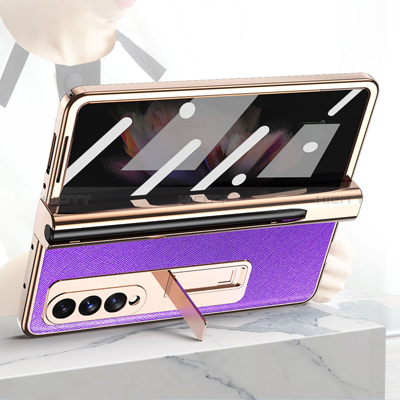 Luxury Leather Matte Finish and Plastic Back Cover Case ZL5 for Samsung Galaxy Z Fold4 5G