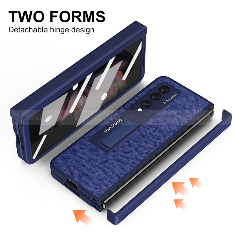 Luxury Leather Matte Finish and Plastic Back Cover Case ZL7 for Samsung Galaxy Z Fold4 5G