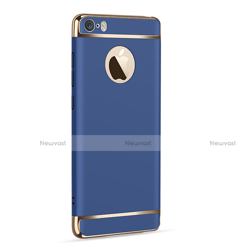 Luxury Metal Frame and Plastic Back Case F02 for Apple iPhone SE Blue