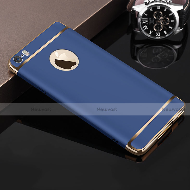 Luxury Metal Frame and Plastic Back Case F02 for Apple iPhone SE Blue