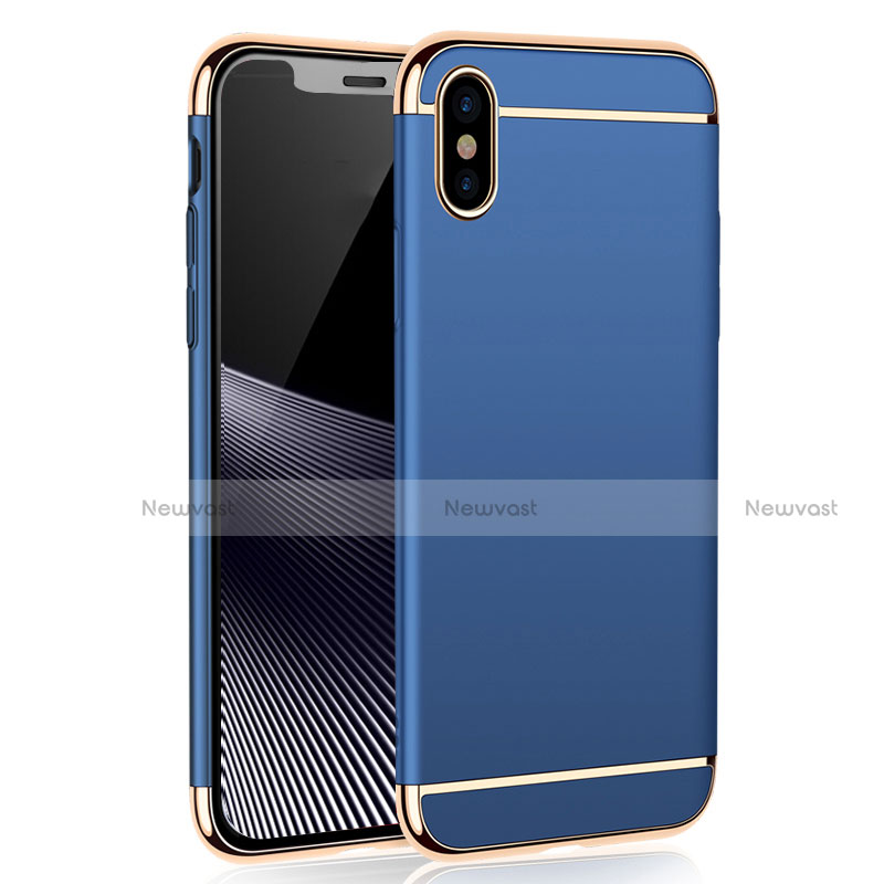 Luxury Metal Frame and Plastic Back Case M01 for Apple iPhone X Blue