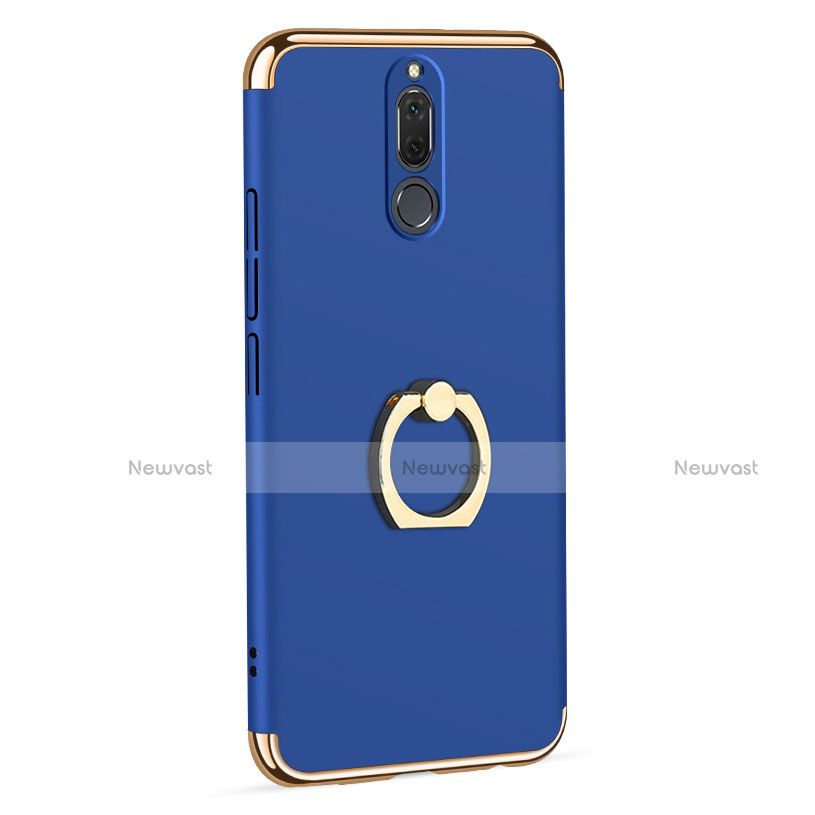 Luxury Metal Frame and Plastic Back Case with Finger Ring Stand for Huawei G10 Blue