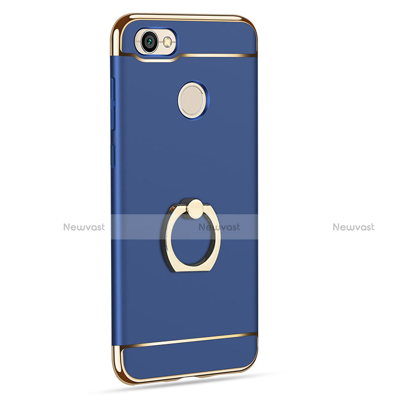 Luxury Metal Frame and Plastic Back Case with Finger Ring Stand for Xiaomi Redmi Note 5A High Edition Blue