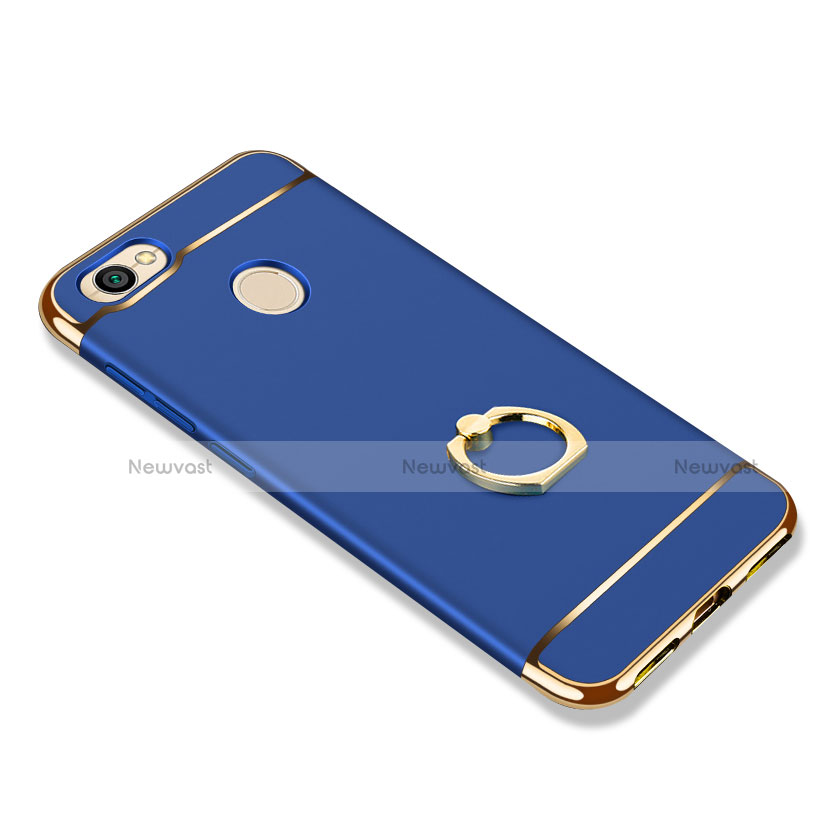 Luxury Metal Frame and Plastic Back Case with Finger Ring Stand for Xiaomi Redmi Note 5A High Edition Blue