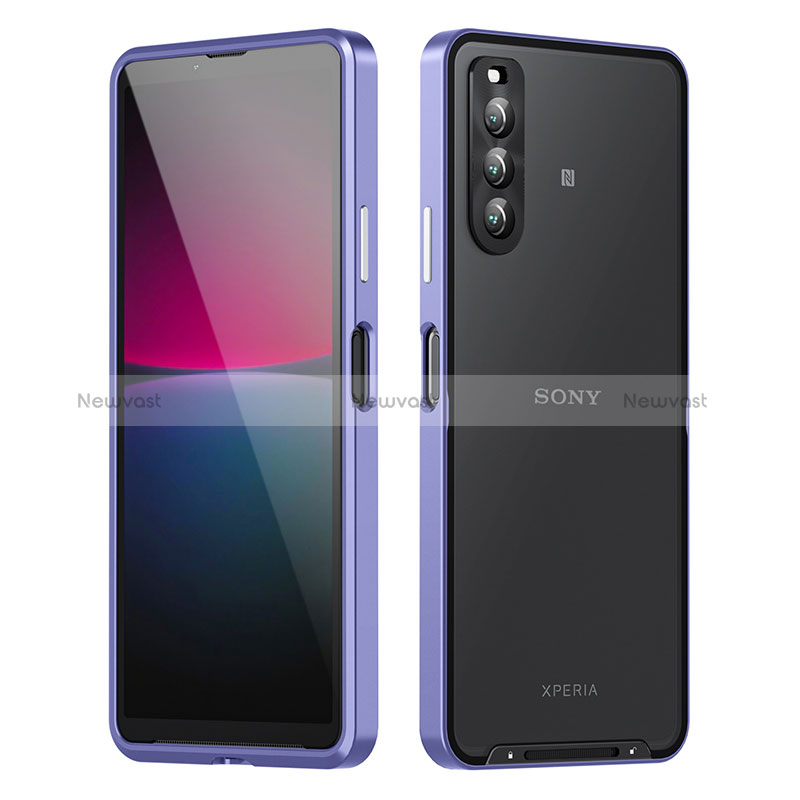 Luxury Metal Frame and Plastic Back Cover Case for Sony Xperia 10 IV Purple