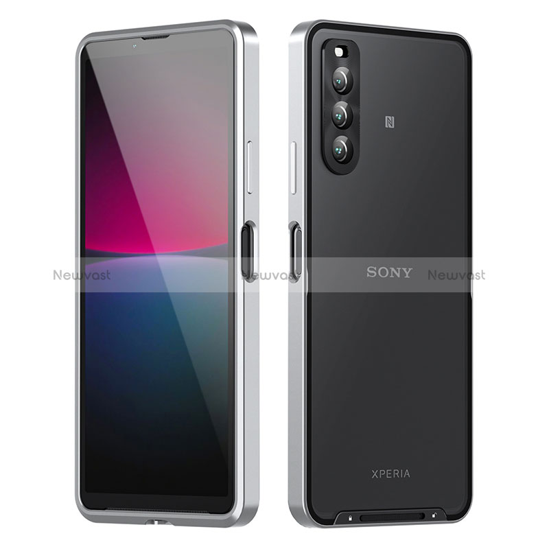 Luxury Metal Frame and Plastic Back Cover Case for Sony Xperia 10 IV Silver