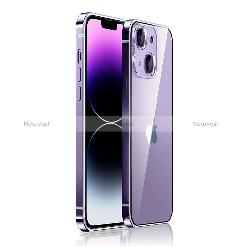 Luxury Metal Frame and Plastic Back Cover Case JB1 for Apple iPhone 14 Plus Purple