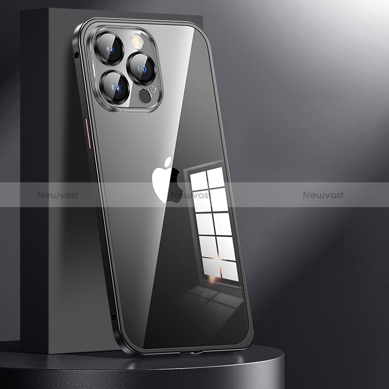 Luxury Metal Frame and Plastic Back Cover Case JL1 for Apple iPhone 13 Pro Black