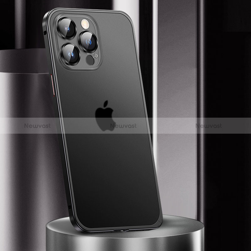 Luxury Metal Frame and Plastic Back Cover Case JL2 for Apple iPhone 13 Pro Black