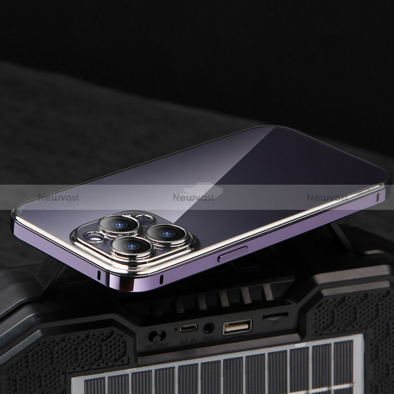Luxury Metal Frame and Plastic Back Cover Case LF5 for Apple iPhone 14 Pro Max Purple