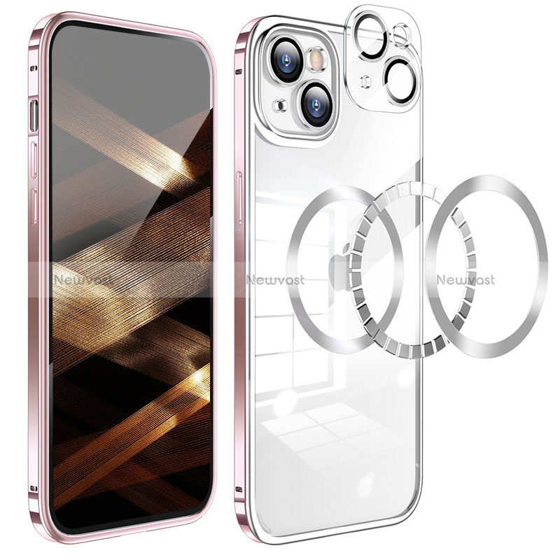 Luxury Metal Frame and Plastic Back Cover Case LF5 for Apple iPhone 15 Plus