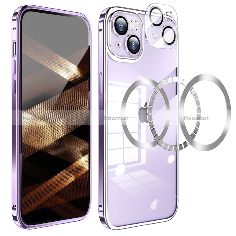 Luxury Metal Frame and Plastic Back Cover Case LF5 for Apple iPhone 15 Plus