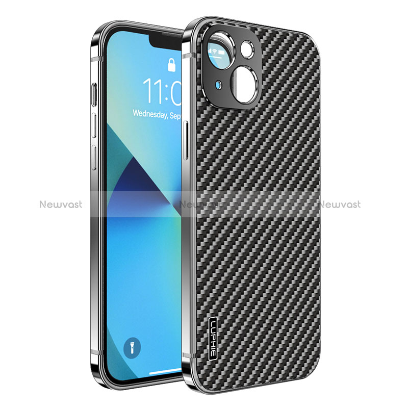 Luxury Metal Frame and Plastic Back Cover Case LF6 for Apple iPhone 13 Black