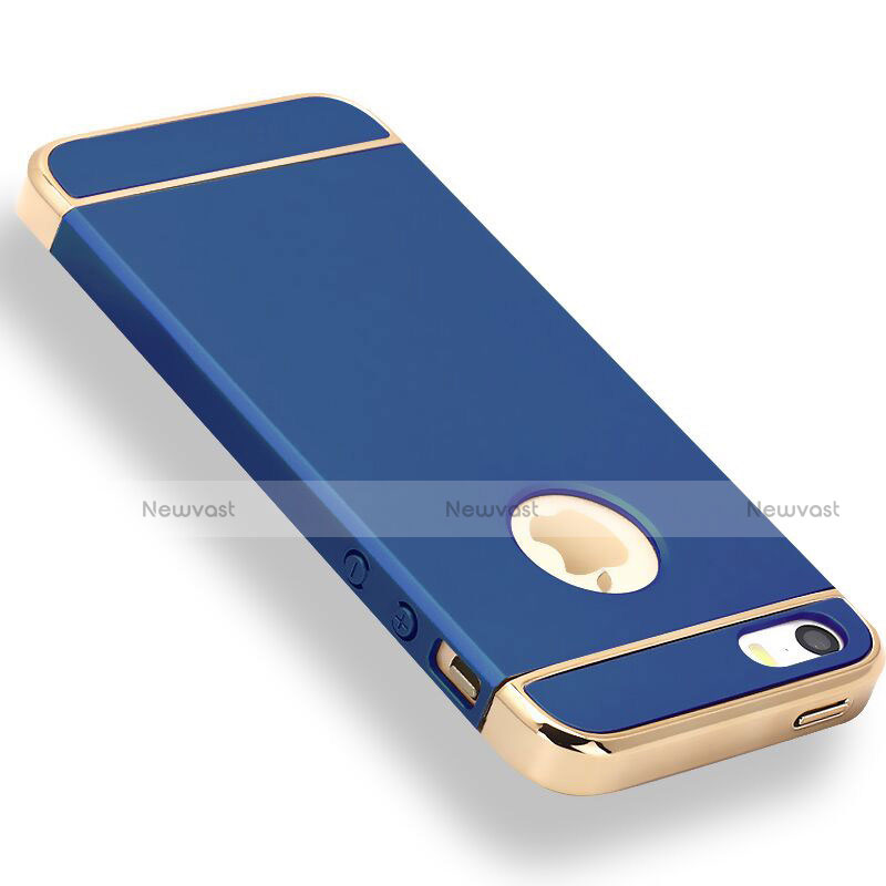 Luxury Metal Frame and Plastic Back Cover Case M01 for Apple iPhone 5 Blue