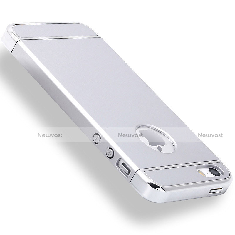 Luxury Metal Frame and Plastic Back Cover Case M01 for Apple iPhone 5S Silver