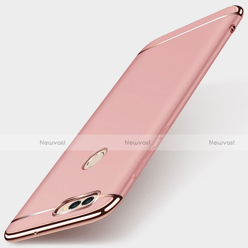 Luxury Metal Frame and Plastic Back Cover Case M01 for Huawei Enjoy 7S Rose Gold