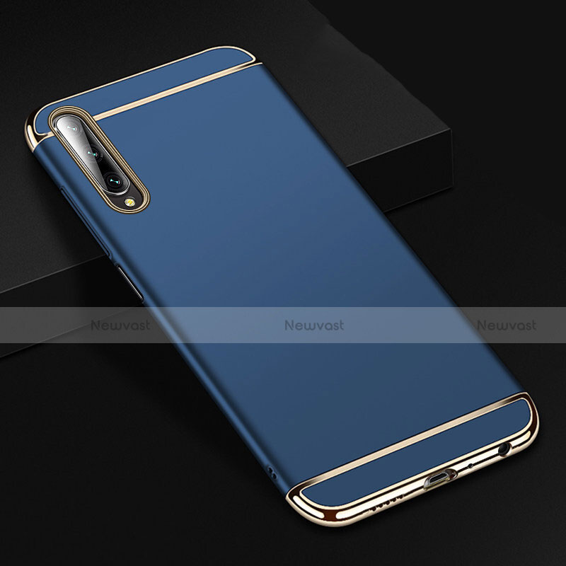 Luxury Metal Frame and Plastic Back Cover Case M01 for Huawei P Smart Pro (2019) Blue