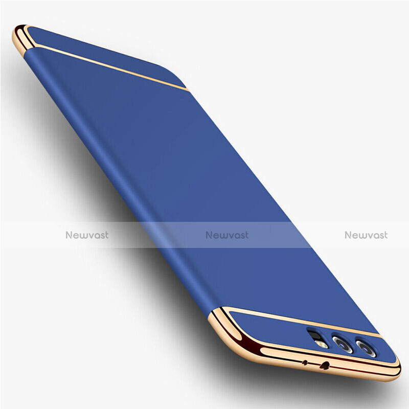 Luxury Metal Frame and Plastic Back Cover Case M01 for Huawei P10 Plus Blue