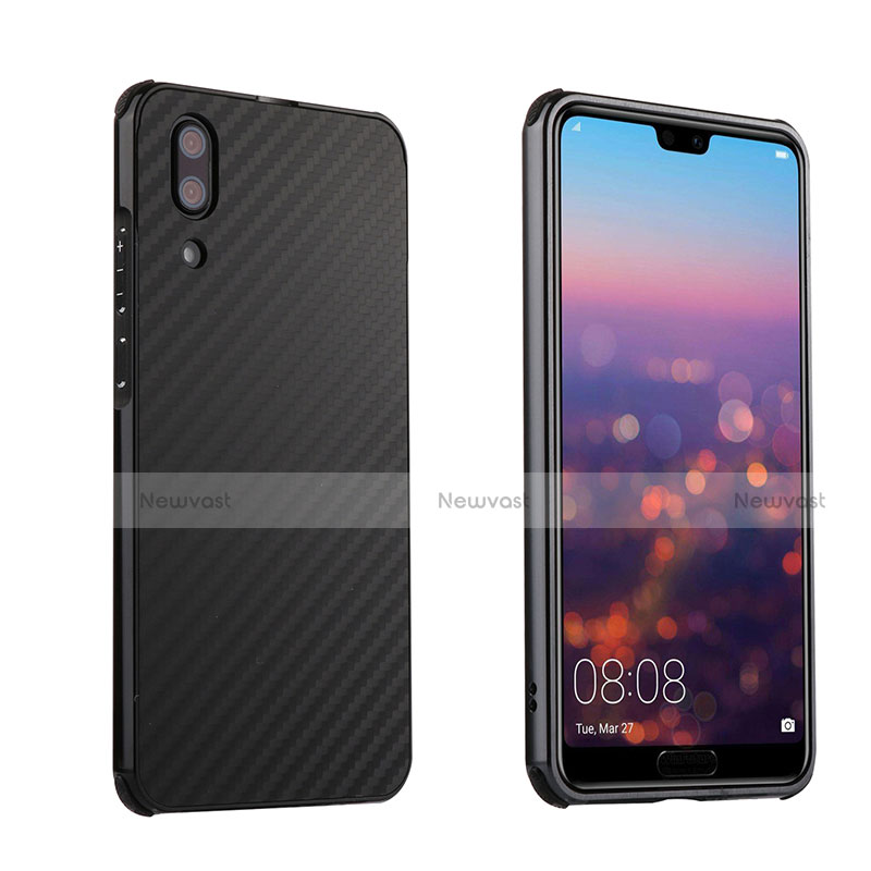 Luxury Metal Frame and Plastic Back Cover Case M01 for Huawei P20 Black