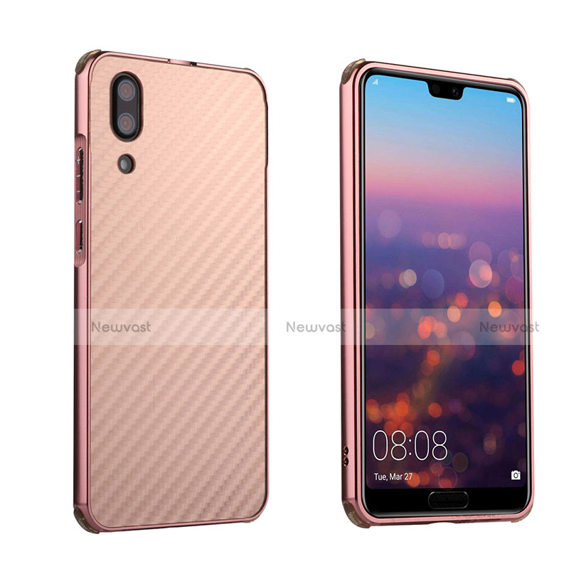 Luxury Metal Frame and Plastic Back Cover Case M01 for Huawei P20 Rose Gold