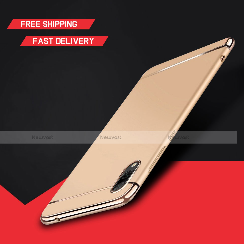 Luxury Metal Frame and Plastic Back Cover Case M01 for Huawei Y7 (2019) Gold
