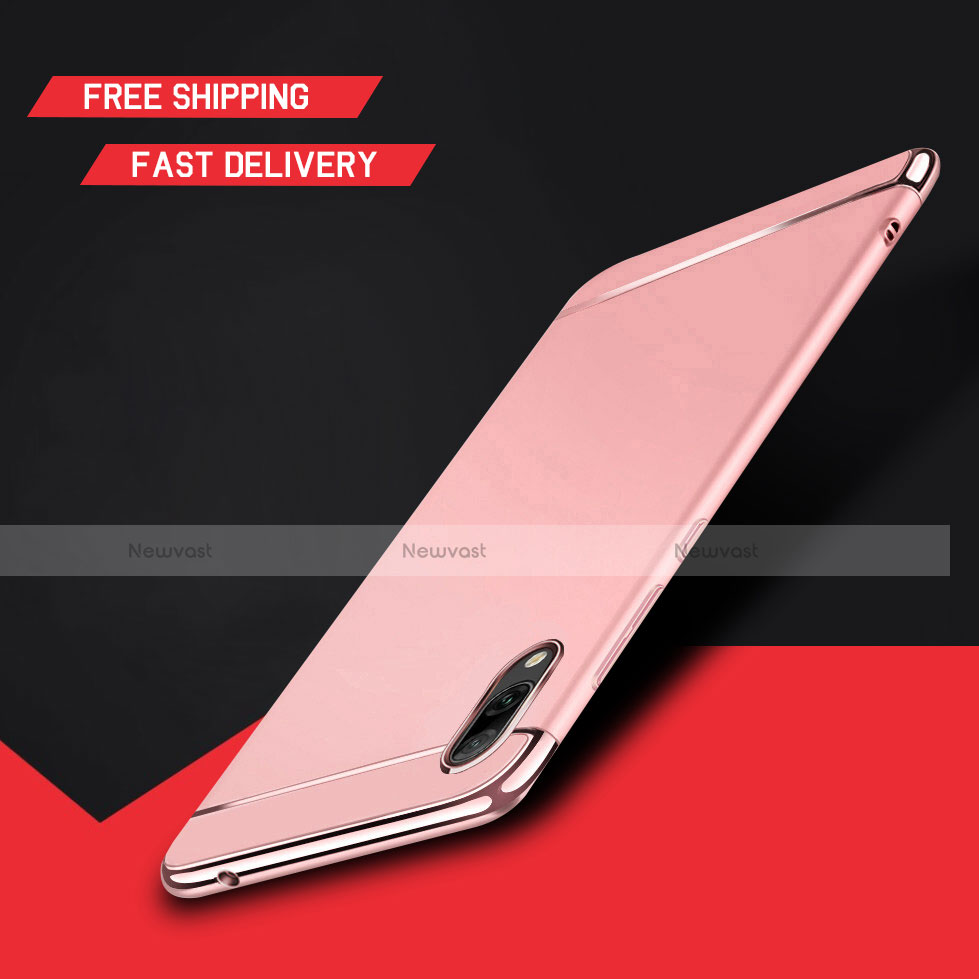 Luxury Metal Frame and Plastic Back Cover Case M01 for Huawei Y7 (2019) Rose Gold