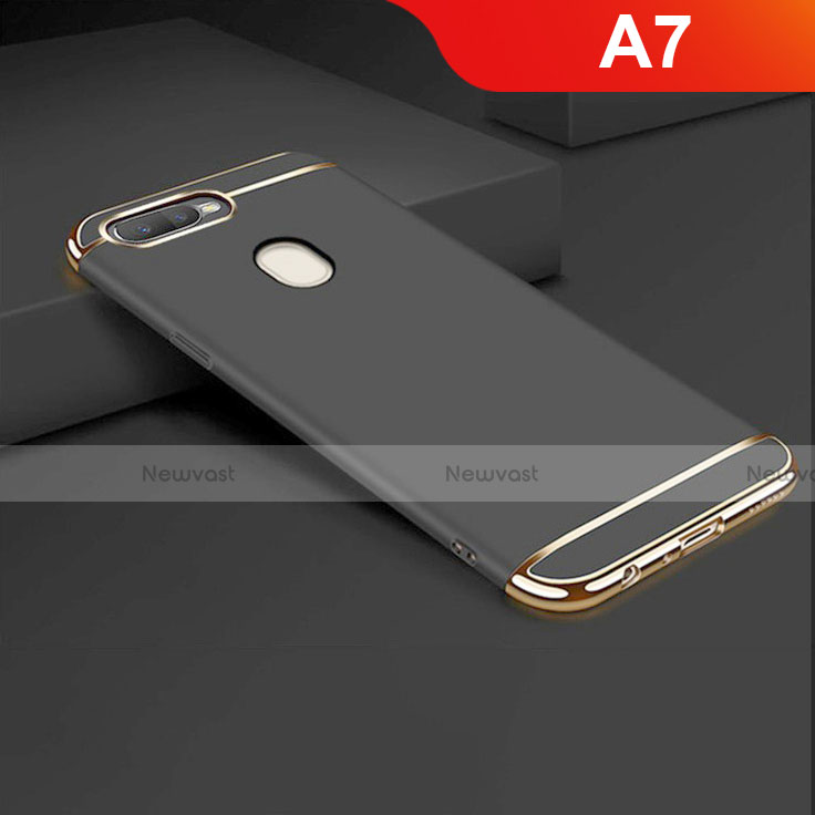 Luxury Metal Frame and Plastic Back Cover Case M01 for Oppo A7 Black