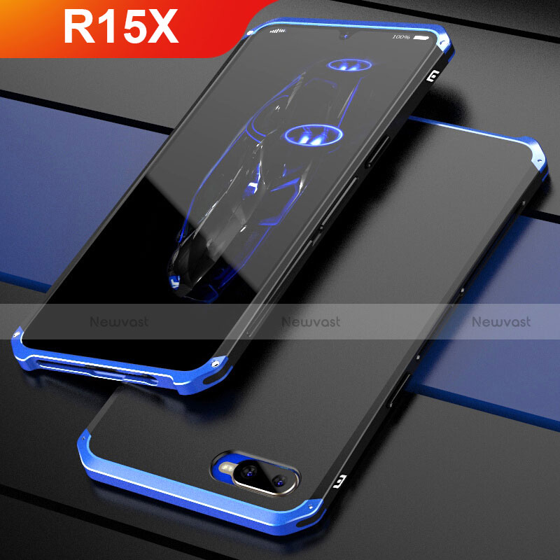 Luxury Metal Frame and Plastic Back Cover Case M01 for Oppo R15X Blue and Black