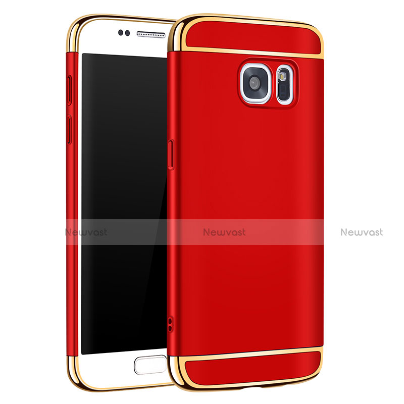Luxury Metal Frame and Plastic Back Cover Case M01 for Samsung Galaxy S7 G930F G930FD Red